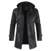 FHKGCD Men Winter Long Hooded Thick Fleece Leather Jacket Parkas Men Outwear Warm Leather Jackets Men 3Xl,Black,L steampunk buy now online