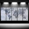 iKNOW FOTO 5 Pieces Vintage World Map Canvas Prints Push Pin Map Wall Art Decor Trace Travel Marks Map Wall Decor Abstract The Map of The World Antique Framed Picture for Living Room Office 16x40inx5 steampunk buy now online