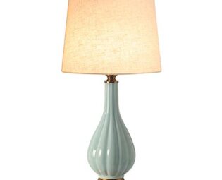 Desk Lamp E27 Light Linen Fabric Shade Plating Brass Ceramic Vase Table Lamp with Button Switch for Study Office Living Room Bedroom Chinese Style Large Bedside Lamp steampunk buy now online