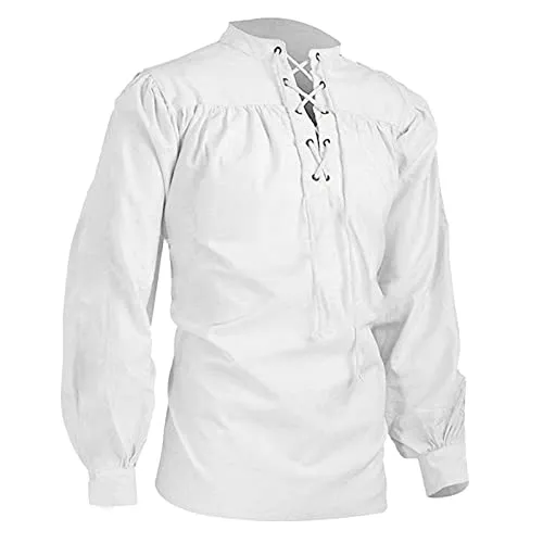 Men's Cotton Linen Shirt Autumn Men's Gothic Steampunk Shirts Winter Men's Shirt Long Sleeve Regular Fit Casual Shirt Shirts Long Sleeve Denim Shirt Casual Shirt Men, White, XXXX-Large steampunk buy now online