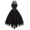 Summer Dresses for Women UK Clearance Ladies Gothic Style Sexy Banquet Festival Dress Lace Chiffon Dress Baggy Loose Midi Wedding Guest Dresses Summer Shift Dress Gothic Clothes Sale Black steampunk buy now online