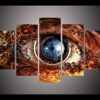 MINCOCO 5 Panels Wall Art Steampunk Abstract Eyes Wall Pictures Decorate Living Room Modern Canvas Print Painting Home Decor, Framed 20X35 20X45 20X55cm steampunk buy now online