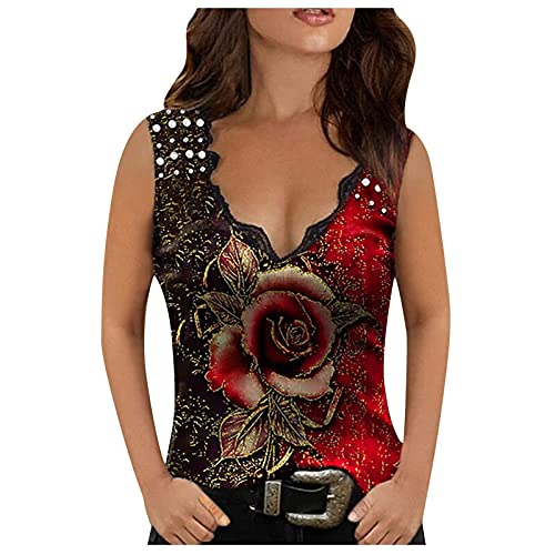 Summer Tops for Women Sale Women's Chain Vest Summer Loose Casual Butterfly Print Sexy Unique V-Neck Blouse Plus Size Blouse UK Red steampunk buy now online