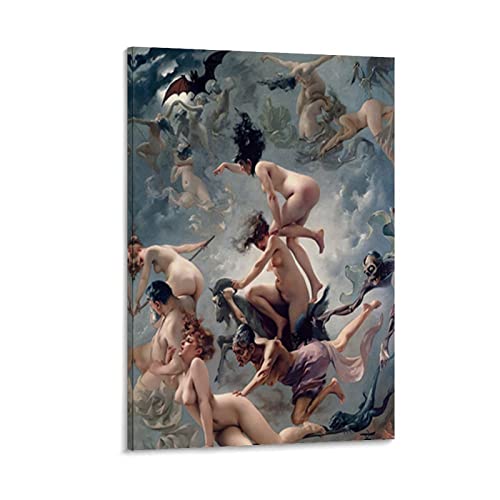 Starison Framed Canvas Art Print Witches Going to Their Sabbath The Departure of The Witches Wall DecorationsVintage Embossed Frame-style1 32×48inch(80×120cm) steampunk buy now online