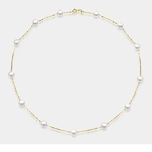 Necklaces for Women Girls Single Pearl Necklace 6-7mm White Natural Freshwater Pearl Necklace 18K Gold Chain Necklace 18 Inches Choker Necklaces steampunk buy now online