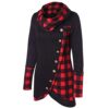 Closhion Women's Long Sleeve Cowl Neck Hoodie Sweatshirt Plaid Button Tunic Tops Blouse T Shirt Black Small steampunk buy now online