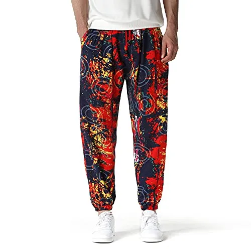 Mens Cotton 3D Printed Tracksuit Bottoms Elasticated Waist Hippie Bloomers Cargo Trousers Lounge Pants Beach Walking Running Jogging Sweatpants 5 XXL steampunk buy now online