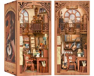 Fsolis Book Nook Kit, DIY Miniature Dolls House Kit 3D Wooden Puzzle Bookend Book Nook Shelf Insert Booknook Miniature Kit (SZ03) steampunk buy now online