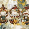 CANVAS-FRAMED-with-AMERICAN-BOX STEAMPUNK MONKEYS Yang Eric - Abstract horizontal Art print HEAR NO EVIL SEE NO EVIL SPEAK NO EVIL Floating frame 35_X_45_in steampunk buy now online