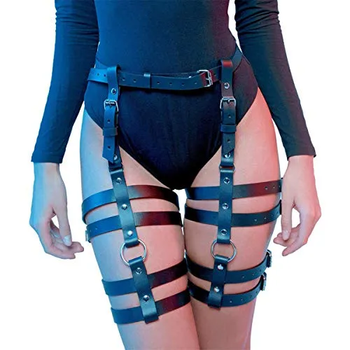 Nonebrand Women Leg Harness Caged Thigh Holster Garters Harajuku Adjustable Waist Leg Cincher Cage Belt (LP-005) steampunk buy now online