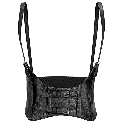 JASGOOD Women Fashion Faux Leather Waist Belt Steampunk Underbust Black Corset for Dress (Black,Fit Waist Size 31-36inch) steampunk buy now online