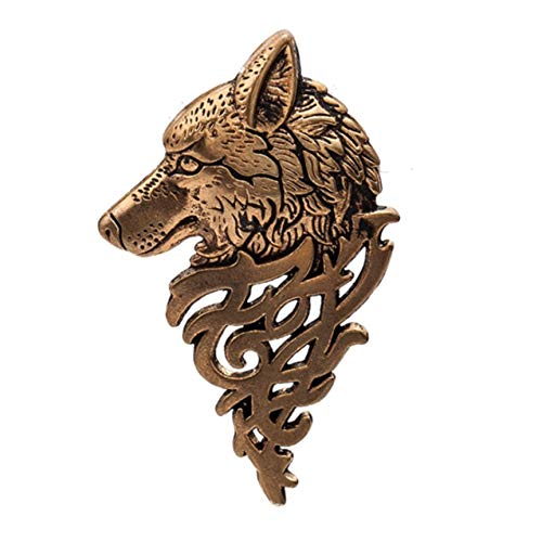 FGJFJ Pin Brooch Men's Suit Collar Pin Wolf Head Brooch Badge Wolf Head Lapel Pin,Ancient gold steampunk buy now online