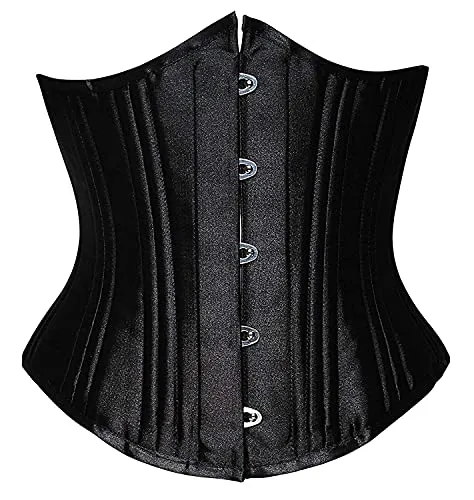 SHAPERX Women's 26 Spiral Steel Boned Underbust Waist Training Heavy Duty Brocade Corset Body Shaper, UK-DT1908-Black-2XL steampunk buy now online