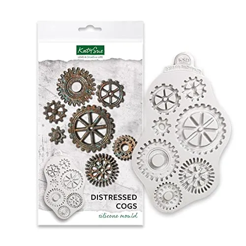 Katy Sue Distressed Cogs Silicone Mould for Cake Decorating & Crafts. steampunk buy now online