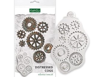Katy Sue Distressed Cogs Silicone Mould for Cake Decorating & Crafts. steampunk buy now online