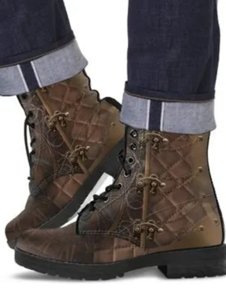 Combat Boots Men's Steampunk Vegan Leather Custom Boots, Combat With Laces Handmade Vegan Army Gifts High Quality Personalized by TopsAndToes steampunk buy now online
