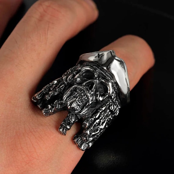 Skull Ring, Pirate Ring 925 Sterling Silver by MagicalJewelryGuard steampunk buy now online