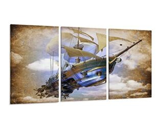 Steampunk Sky Ship Fantasy Art Poster Poster Decorative Painting Canvas Wall Posters And Art Picture Print Modern Family Bedroom Decor Posters 20x40inch(50x100cm)-3pcs steampunk buy now online