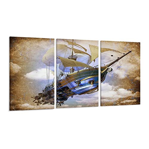 Steampunk Sky Ship Fantasy Art Poster Poster Decorative Painting Canvas Wall Posters And Art Picture Print Modern Family Bedroom Decor Posters 20x40inch(50x100cm)-3pcs steampunk buy now online