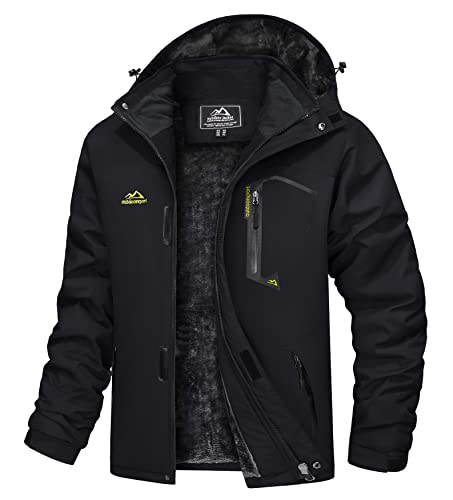 TACVASEN Winter Jacket Men Warm Waterproof Skiing Jacket Fleece Snowboarding Military Outdoor Lightweight Jacket Coat Parka with Hood Raincoat Black steampunk buy now online