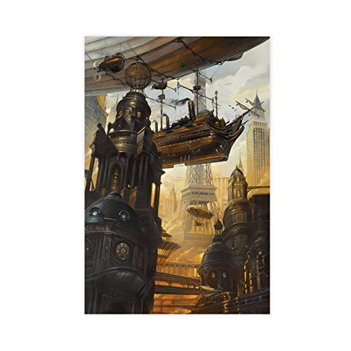 Steampunk City Pop Art Poster Canvas Poster Wall Art Decor Print Picture Paintings for Living Room Bedroom Decoration Unframe-style 08x12inch(20x30cm) steampunk buy now online