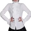Longfei Ladies High Neck Frilly Womens Vintage Victorian Ruffle Top Shirt Blouse (White, L) steampunk buy now online