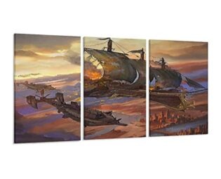 Mars Sky Galleon Steampunk Poster Poster Decorative Painting Canvas Wall Posters And Art Picture Print Modern Family Bedroom Decor Posters 20x40inch(50x100cm)-3pcs steampunk buy now online