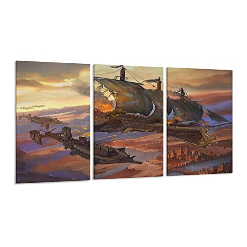 Mars Sky Galleon Steampunk Poster Poster Decorative Painting Canvas Wall Posters And Art Picture Print Modern Family Bedroom Decor Posters 20x40inch(50x100cm)-3pcs steampunk buy now online