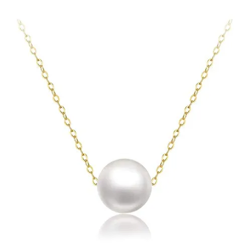 Necklaces for Women Girls White Pearl Pendant Chain Necklace 8mm Freshwater Pearl Women's 18K Gold Necklace 18inch Choker Necklaces steampunk buy now online