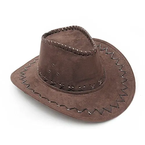 NYKKOLA Deluxe Wide Brim Suede Cowboy Hat Unisex Fancy Dress Accessory (Dark Coffee) steampunk buy now online
