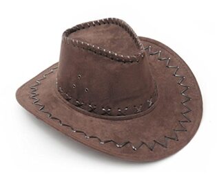 NYKKOLA Deluxe Wide Brim Suede Cowboy Hat Unisex Fancy Dress Accessory (Dark Coffee) steampunk buy now online