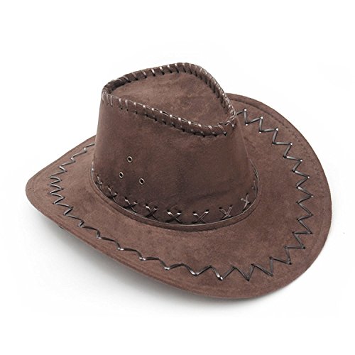 NYKKOLA Deluxe Wide Brim Suede Cowboy Hat Unisex Fancy Dress Accessory (Dark Coffee) steampunk buy now online