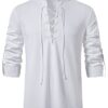 YAOHUOLE Men Shirt Cosplay Viking Pirate Steampunk Vampire Renaissance Gothic Victorian Clothing White XL steampunk buy now online