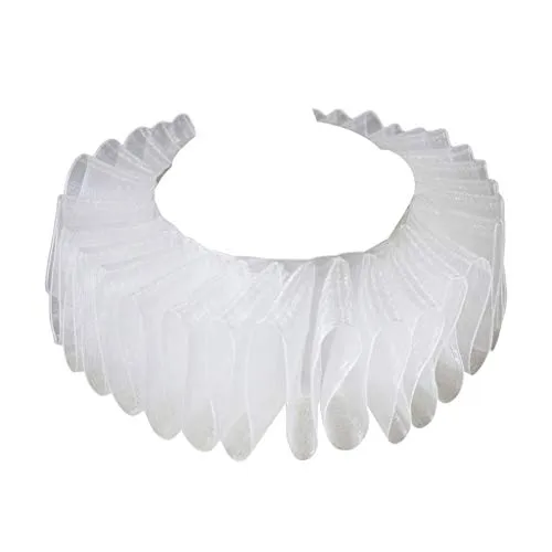 ATATMOUNT Womens Renaissance Elizabethan Ruffled Fake Collar Chiffon White Clown Neck Ruff Vintage Victorian Halloween Cosplay Costume Accessories steampunk buy now online