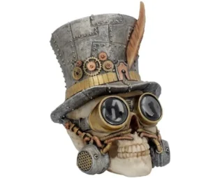 Gothic Fantasy Steampunk Skull & Top Hat Resin Ornament | Hand Painted Finish by VentureAccessories steampunk buy now online