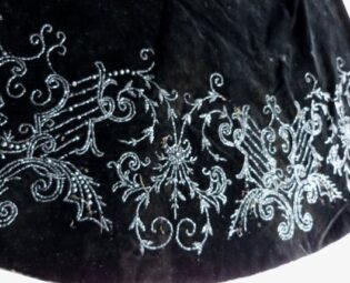 Large Victorian black silk velvet fabric hand embroidered w jet stones beads for making capelet cape, steampunk clothing, RARE sewing supply by MyFrenchAntiqueShop steampunk buy now online