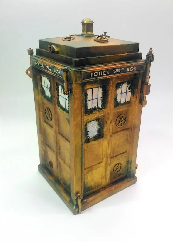 Steampunk Dr Who Tardis, Steampunked Tardis, Steampunk Decorated Tardis. Original Steampunk Gift. Dr Who Steampunk Decor, Customised Tardis by OorWeeStudio steampunk buy now online