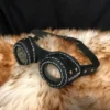 Steampunk Handmade Hand Stitched Genuine Leather Goggles Solid Black Hat Goggles Costume Fancy Dress Cosplay by Blackskullarmoury steampunk buy now online