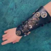 Steampunk Leather Bracer with hand stitched gears by DMCDesignShop steampunk buy now online