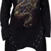 Spiral - Dragon Cogs - Laceup Sherwood Hoody with Teardrop Hem - XL Black steampunk buy now online