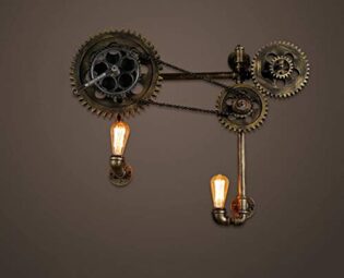 YZ-YUAN Retro Creativity Mechanical Wooden Gear Wall Lamp Industry Vintage Abandoned Factory Studio Antique Steampunk Wall Light E27 Bar Designer Project Decoration Lamps Wall Sconce Spotlight Lante steampunk buy now online