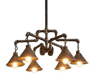 Raelf Retro Steampunk Chandelier 6 Head Chandelier Water Pipe Hanging Light Ceiling Chandelier Industrial Style Iron Gear Pipe Chandelier Loft American Country Restaurant Bar Coffee Chandelier steampunk buy now online