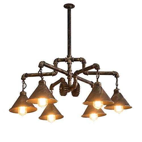 Raelf Retro Steampunk Chandelier 6 Head Chandelier Water Pipe Hanging Light Ceiling Chandelier Industrial Style Iron Gear Pipe Chandelier Loft American Country Restaurant Bar Coffee Chandelier steampunk buy now online