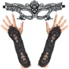 2pc Set Masquerade Mask and Long Black Gloves - Halloween Mask Masquerade Mask for Women with Black Long Beaded Gloves - Masquerade Masks Black Gloves Fancy Dress Halloween Gloves Costume Accessories steampunk buy now online
