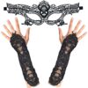 2pc Set Masquerade Mask and Long Black Gloves - Halloween Mask Masquerade Mask for Women with Black Long Beaded Gloves - Masquerade Masks Black Gloves Fancy Dress Halloween Gloves Costume Accessories steampunk buy now online