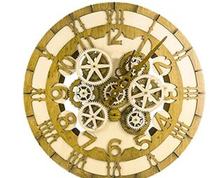 JRZTC Gear Wall Clock, Retro Country Roman Numerals Wall Clock Round Silent Quartz Wall Clock Non Ticking Vintage Chronograph Hand Art Decor For Home And Office steampunk buy now online
