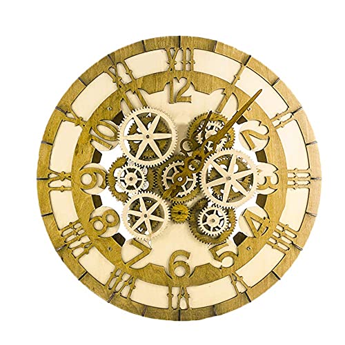 JRZTC Gear Wall Clock, Retro Country Roman Numerals Wall Clock Round Silent Quartz Wall Clock Non Ticking Vintage Chronograph Hand Art Decor For Home And Office steampunk buy now online