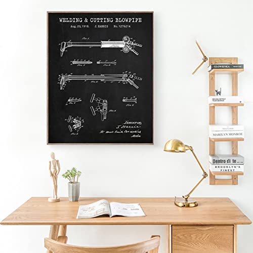 Welding And Cutting Blowpipe Art Canvas Print Mechanic Poster Steampunk Welding Blueprint Painting Garage Wall Art Home Decor 40X50Cm No Frame steampunk buy now online