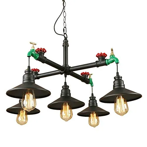 Indoor Chandelier , Antique Industrial Wrought Iron Pendant Chandelier Lighting V-intage 5 heads Steampunk Water Pipe Hanging Lamp Retro Loft Fixture Rustic Lighting Restaurant Droplight Modern Ch steampunk buy now online