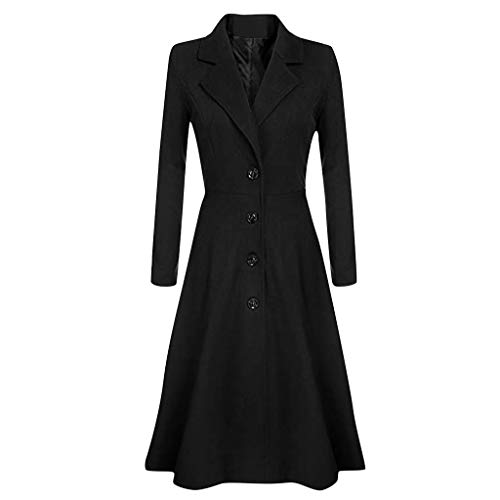 Womens Winter Lapel Long Trench Coat Jacket Solid Color Long Sleeve Overcoats Ladies Elegant Button Waist Outwear Gifts for Women Halloween Blouses Shirts Tops steampunk buy now online
